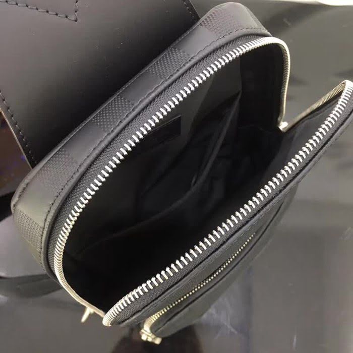 路易威登LV頂級原單N41720 AVENUE 單肩包 Damier Infini牛皮鑲飾 緞面磨砂銀色金屬件 YDH1579